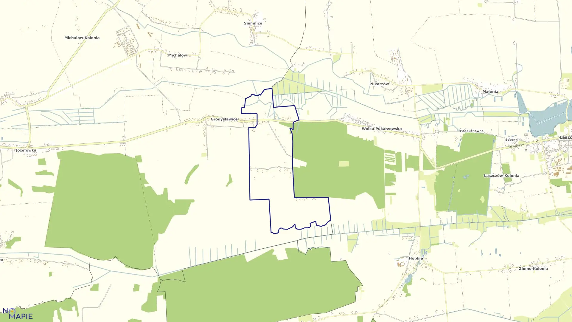 Mapa obrębu Grodysławice-Kolonia w gminie Rachanie