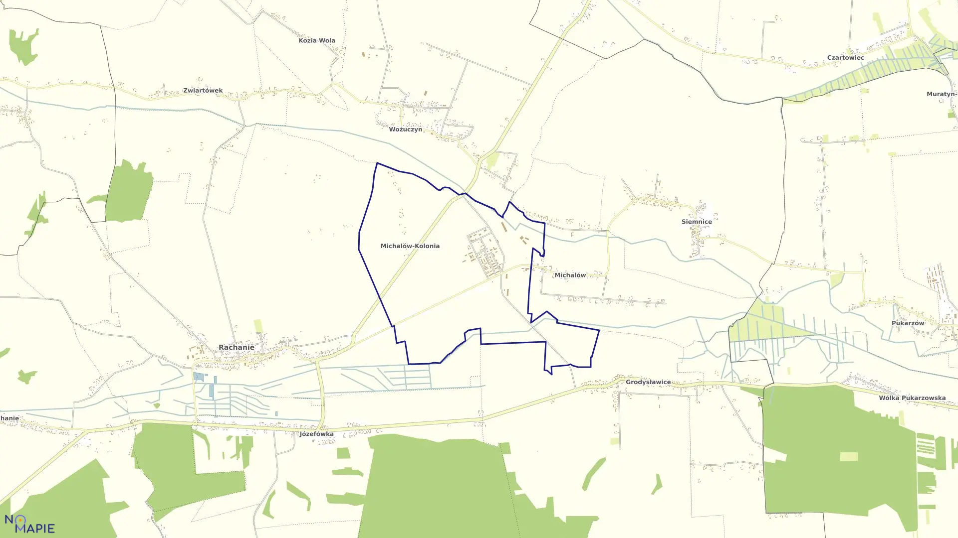 Mapa obrębu Michalów-Kolonia w gminie Rachanie